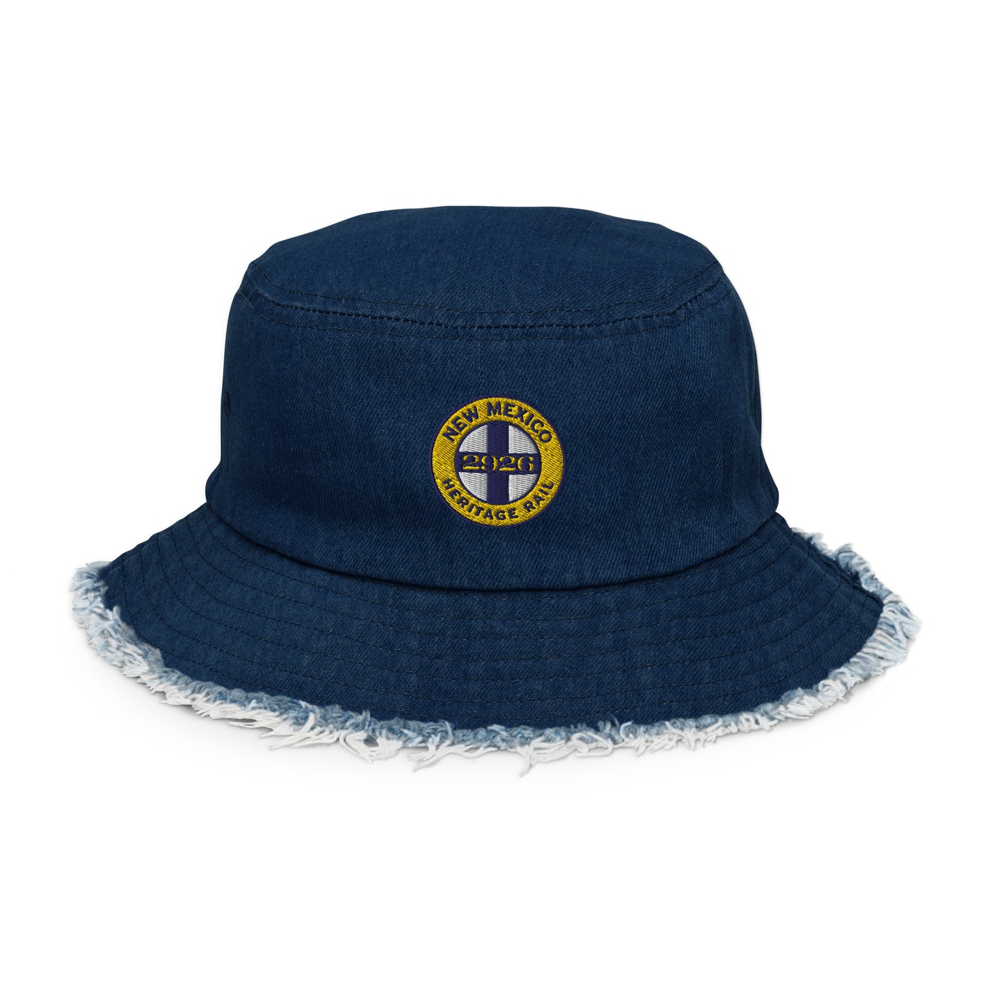 NMHR Logo distressed denim bucket hat