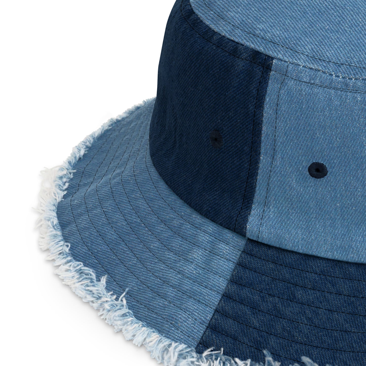 NMHR Logo distressed denim bucket hat