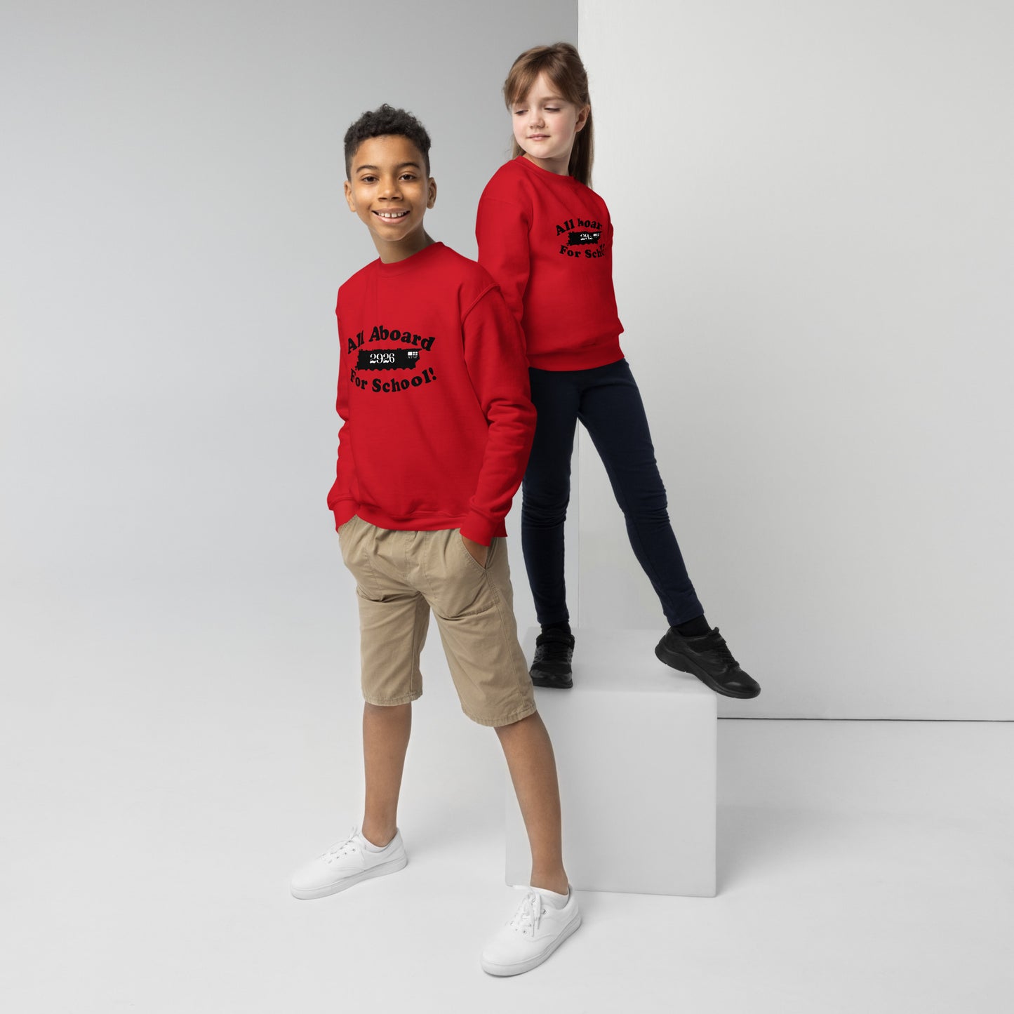 All Aboard for School Youth crewneck sweatshirt